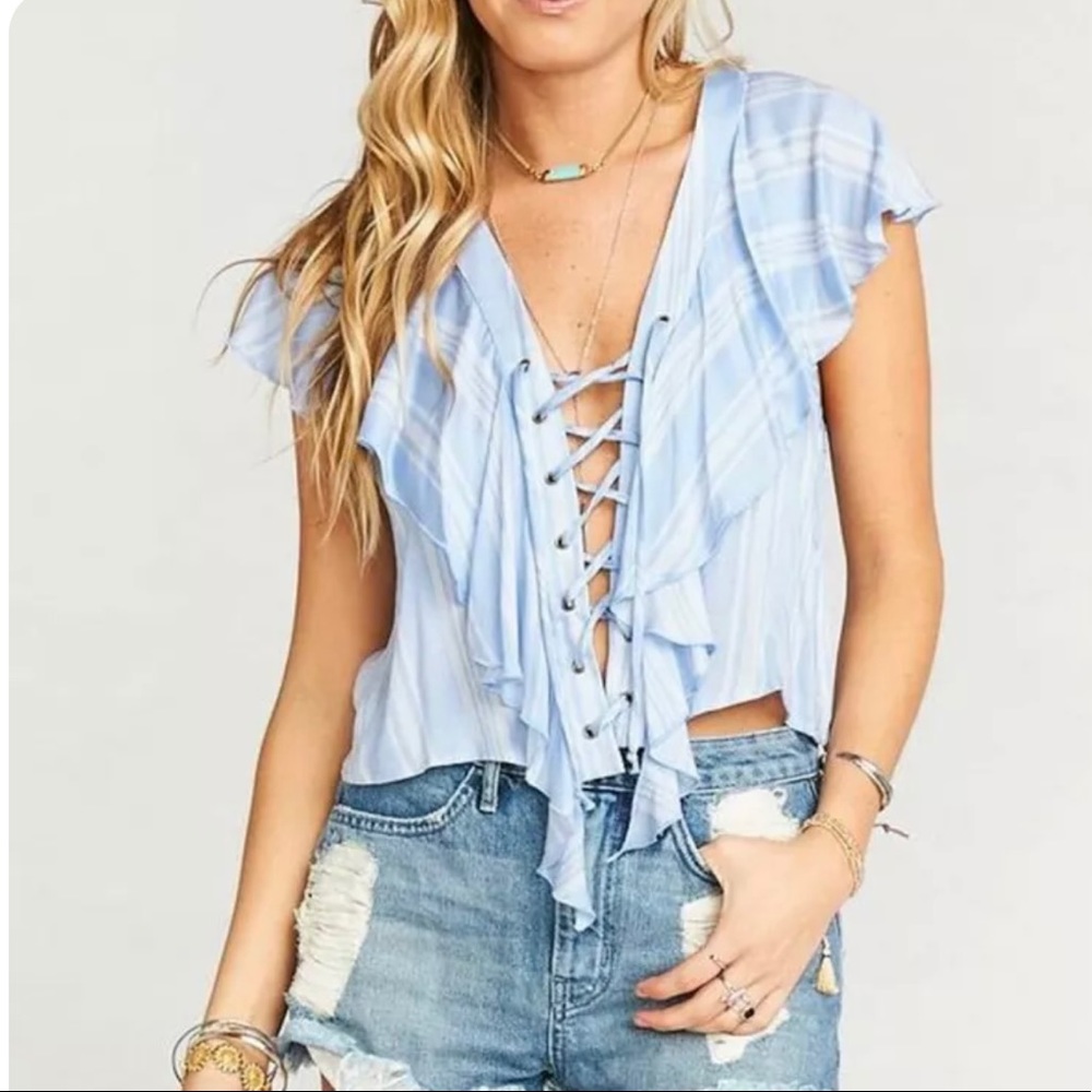 Show Me Your MuMu Chevron Treasures Lace Up Crop Top